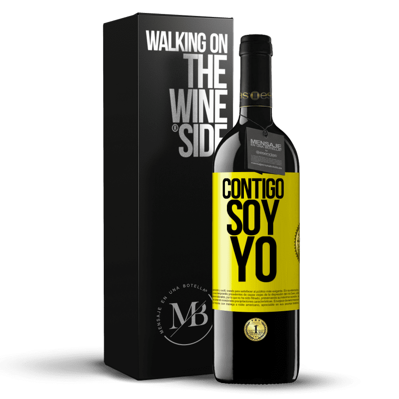 39,95 € Envío gratis | Vino Tinto Edición RED MBE Reserva Contigo soy yo Etiqueta Amarilla. Etiqueta personalizable Reserva 12 Meses Cosecha 2016 Tempranillo