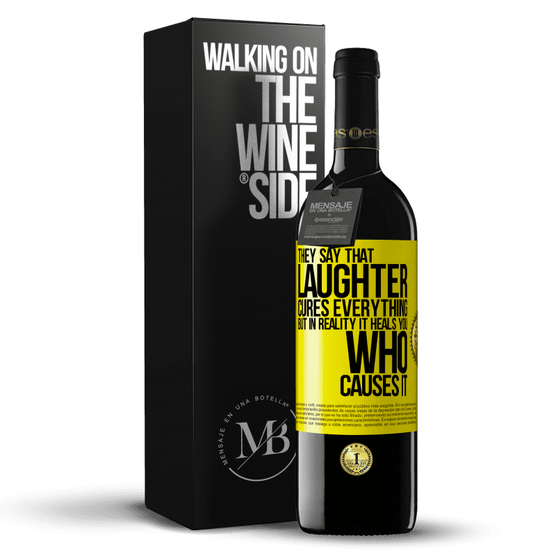 39,95 € Free Shipping | Red Wine RED Edition MBE Reserve They say that laughter cures everything, but in reality it heals you who causes it Yellow Label. Customizable label Reserve 12 Months Harvest 2015 Tempranillo