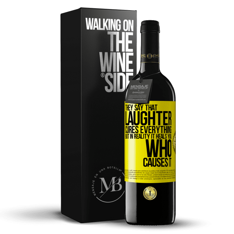 39,95 € Free Shipping | Red Wine RED Edition MBE Reserve They say that laughter cures everything, but in reality it heals you who causes it Yellow Label. Customizable label Reserve 12 Months Harvest 2016 Tempranillo