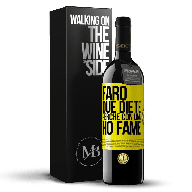 39,95 € Spedizione Gratuita | Vino rosso Edizione RED MBE Riserva Farò due diete perché con una ho fame Etichetta Gialla. Etichetta personalizzabile Riserva 12 Mesi Raccogliere 2014 Tempranillo