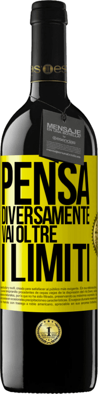 Spedizione Gratuita | Vino rosso Edizione RED MBE Riserva Pensa diversamente. Vai oltre i limiti Etichetta Gialla. Etichetta personalizzabile Riserva 12 Mesi Raccogliere 2014 Tempranillo