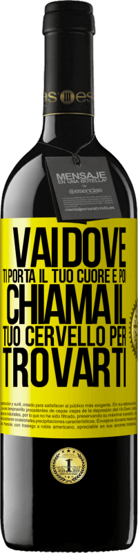 Spedizione Gratuita | Vino rosso Edizione RED MBE Riserva Vai dove ti porta il tuo cuore e poi chiama il tuo cervello per trovarti Etichetta Gialla. Etichetta personalizzabile Riserva 12 Mesi Raccogliere 2014 Tempranillo