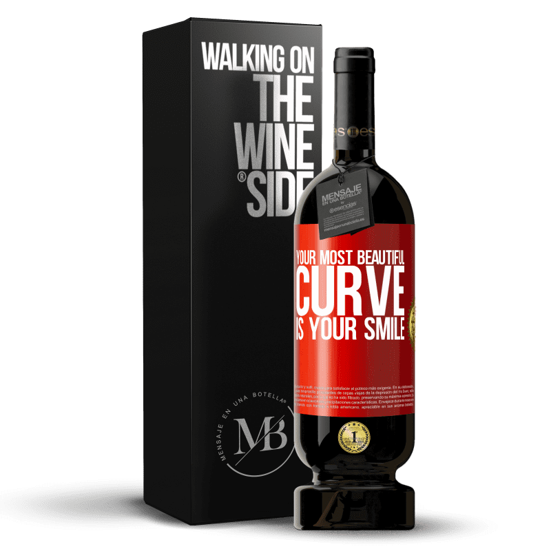 49,95 € Free Shipping | Red Wine Premium Edition MBS® Reserve Your most beautiful curve is your smile Red Label. Customizable label Reserve 12 Months Harvest 2015 Tempranillo