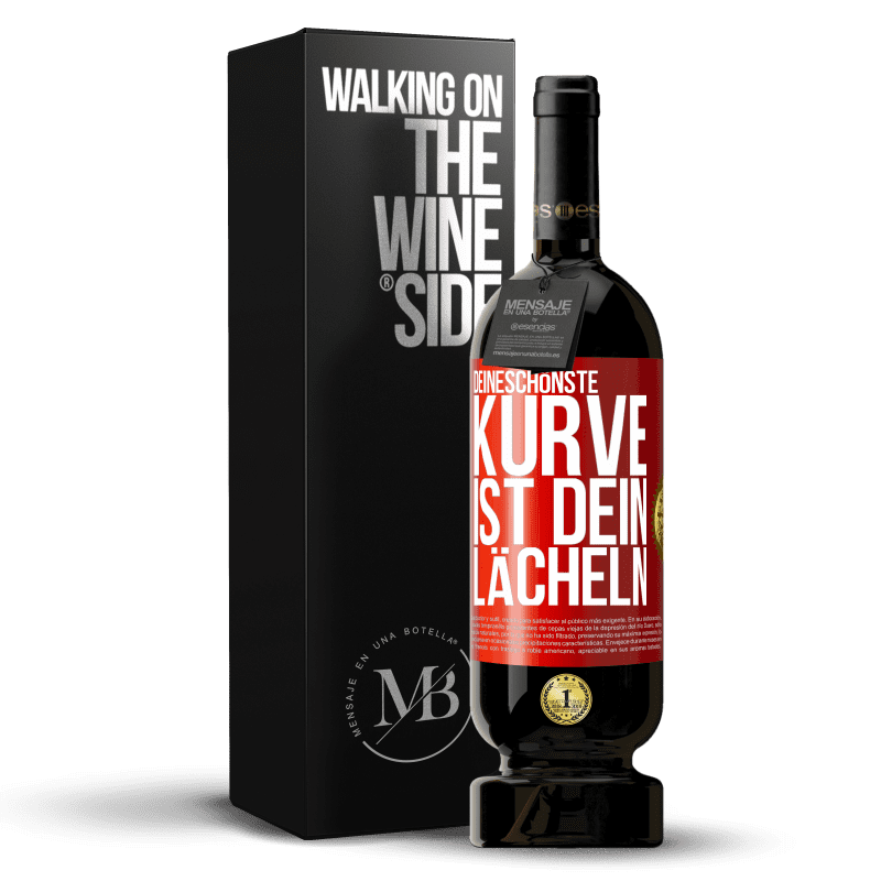 49,95 € Kostenloser Versand | Rotwein Premium Ausgabe MBS® Reserve Deineschönste Kurve ist dein Lächeln Rote Markierung. Anpassbares Etikett Reserve 12 Monate Ernte 2015 Tempranillo