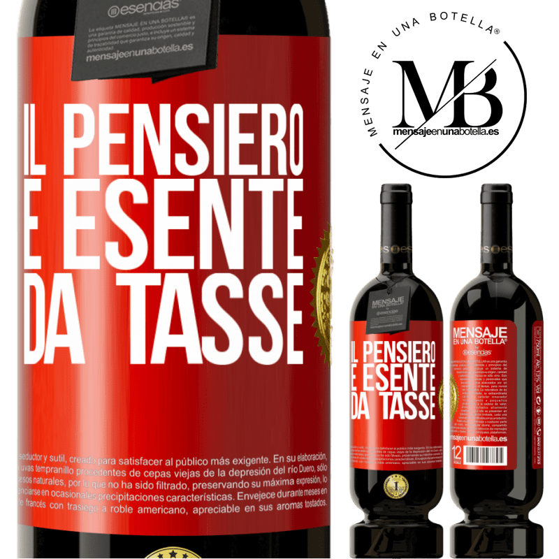 49,95 € Spedizione Gratuita | Vino rosso Edizione Premium MBS® Riserva Il pensiero è esente da tasse Etichetta Rossa. Etichetta personalizzabile Riserva 12 Mesi Raccogliere 2014 Tempranillo