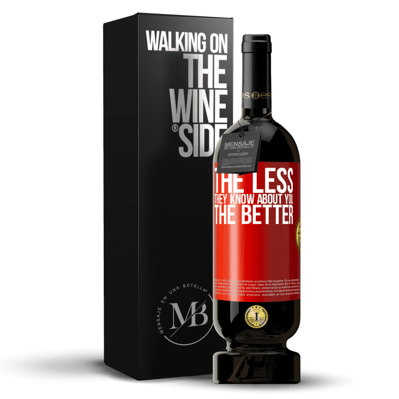 49,95 € Free Shipping | Red Wine Premium Edition MBS® Reserve The less they know about you, the better Red Label. Customizable label Reserve 12 Months Harvest 2014 Tempranillo