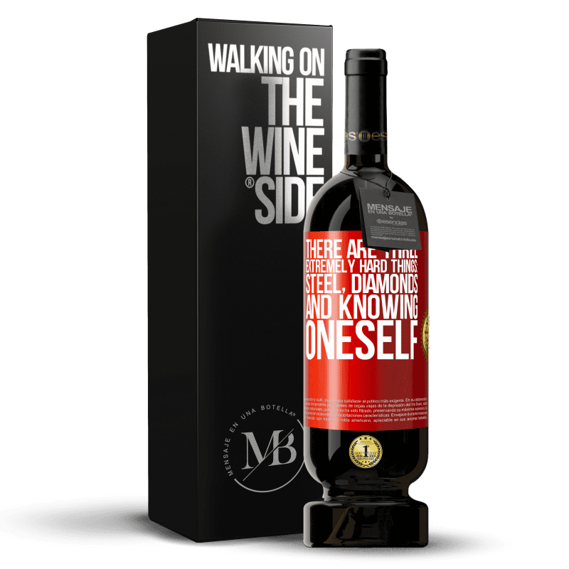 49,95 € Free Shipping | Red Wine Premium Edition MBS® Reserve There are three extremely hard things: steel, diamonds, and knowing oneself Red Label. Customizable label Reserve 12 Months Harvest 2014 Tempranillo