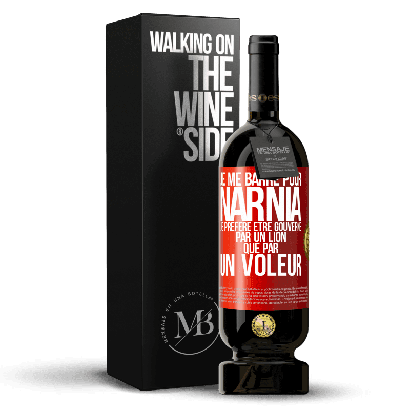 49,95 € Envoi gratuit | Vin rouge Édition Premium MBS® Réserve Je me barre pour Narnia. Je préfère être gouverné par un lion que par un voleur Étiquette Rouge. Étiquette personnalisable Réserve 12 Mois Récolte 2015 Tempranillo