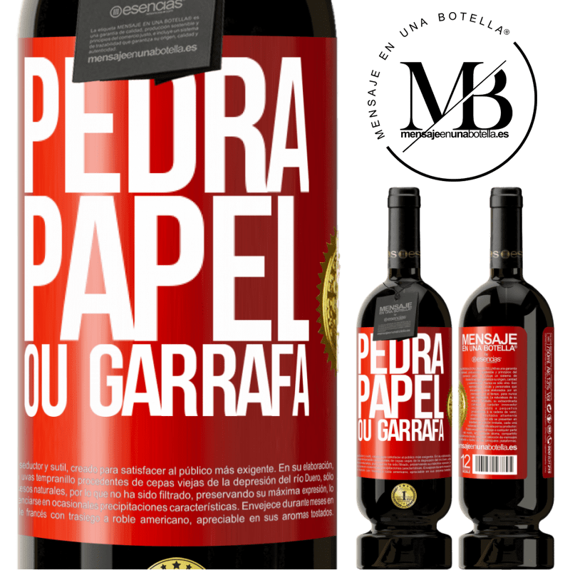 49,95 € Envio grátis | Vinho tinto Edição Premium MBS® Reserva Pedra, papel ou garrafa Etiqueta Vermelha. Etiqueta personalizável Reserva 12 Meses Colheita 2016 Tempranillo