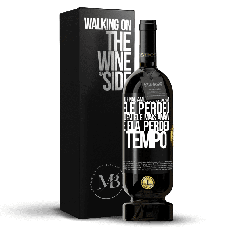 49,95 € Envio grátis | Vinho tinto Edição Premium MBS® Reserva No final, ambos perderam. Ele perdeu quem ele mais amava, e ela perdeu tempo Etiqueta Preta. Etiqueta personalizável Reserva 12 Meses Colheita 2016 Tempranillo