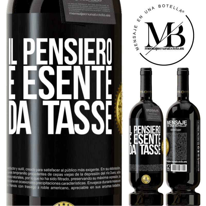 49,95 € Spedizione Gratuita | Vino rosso Edizione Premium MBS® Riserva Il pensiero è esente da tasse Etichetta Nera. Etichetta personalizzabile Riserva 12 Mesi Raccogliere 2014 Tempranillo