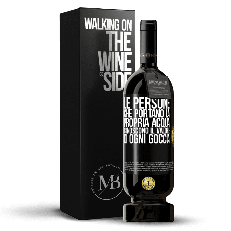 49,95 € Spedizione Gratuita | Vino rosso Edizione Premium MBS® Riserva Le persone che portano la propria acqua, conoscono il valore di ogni goccia Etichetta Nera. Etichetta personalizzabile Riserva 12 Mesi Raccogliere 2015 Tempranillo