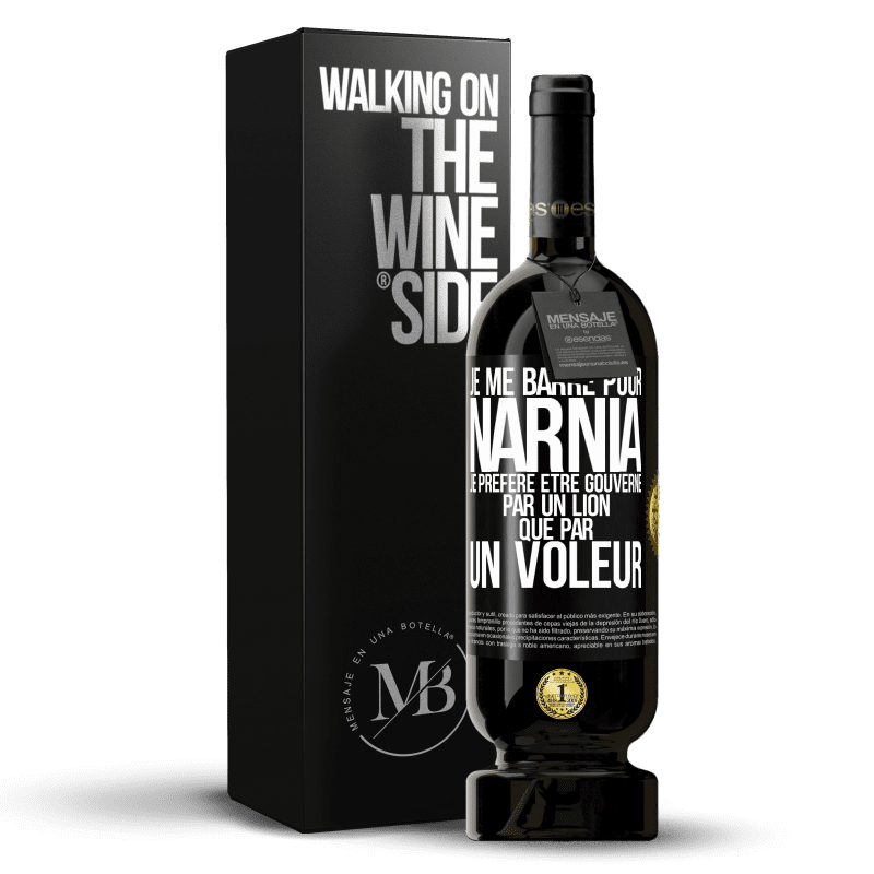 49,95 € Envoi gratuit | Vin rouge Édition Premium MBS® Réserve Je me barre pour Narnia. Je préfère être gouverné par un lion que par un voleur Étiquette Noire. Étiquette personnalisable Réserve 12 Mois Récolte 2015 Tempranillo