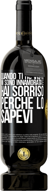 49,95 € | Vino rosso Edizione Premium MBS® Riserva Quando ti ho visto, mi sono innamorata e hai sorriso perché lo sapevi Etichetta Nera. Etichetta personalizzabile Riserva 12 Mesi Raccogliere 2016 Tempranillo