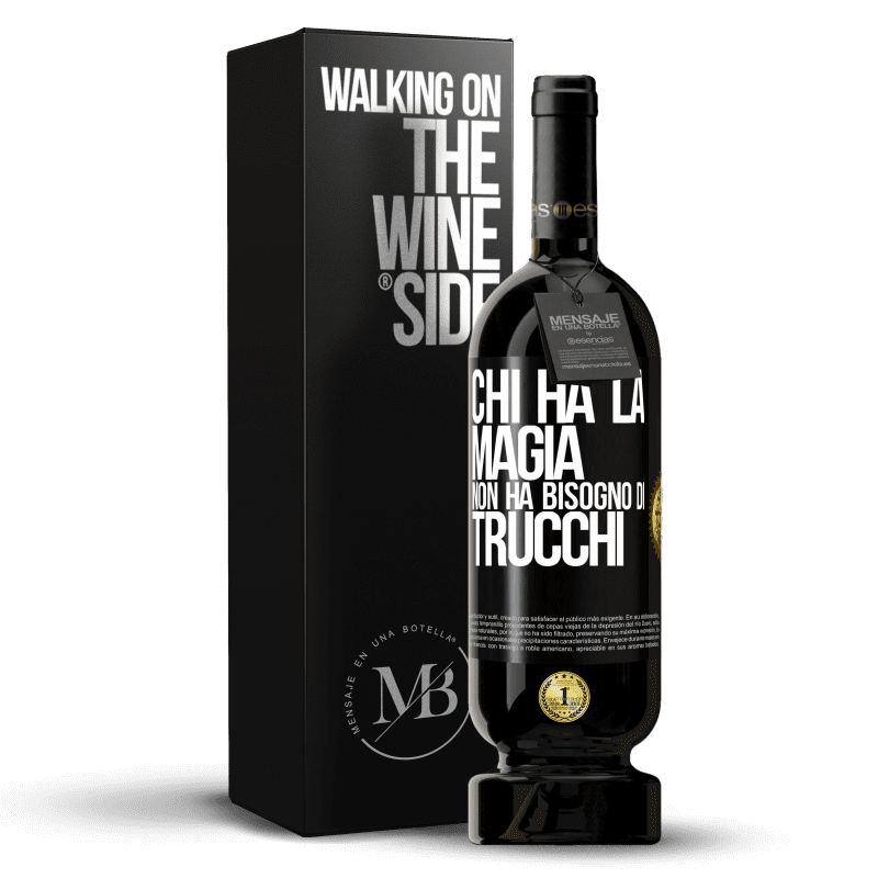 49,95 € Spedizione Gratuita | Vino rosso Edizione Premium MBS® Riserva Chi ha la magia non ha bisogno di trucchi Etichetta Nera. Etichetta personalizzabile Riserva 12 Mesi Raccogliere 2016 Tempranillo