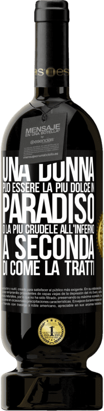49,95 € Spedizione Gratuita | Vino rosso Edizione Premium MBS® Riserva Una donna può essere la più dolce in paradiso o la più crudele all'inferno, a seconda di come la tratti Etichetta Nera. Etichetta personalizzabile Riserva 12 Mesi Raccogliere 2016 Tempranillo