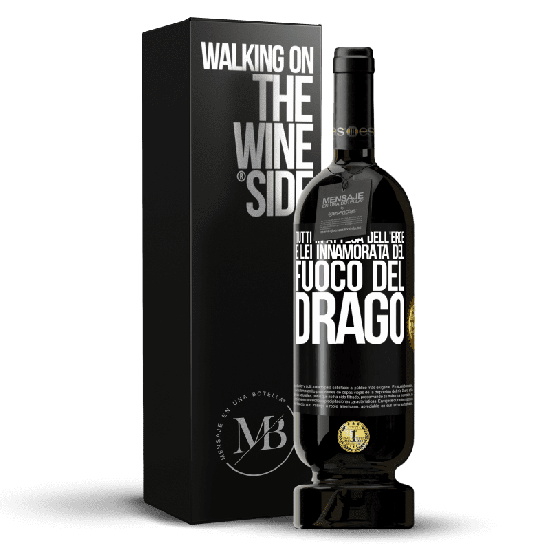 49,95 € Spedizione Gratuita | Vino rosso Edizione Premium MBS® Riserva Tutti in attesa dell'eroe e lei innamorata del fuoco del drago Etichetta Nera. Etichetta personalizzabile Riserva 12 Mesi Raccogliere 2016 Tempranillo
