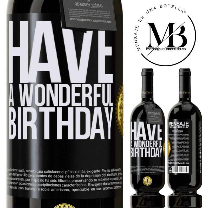 39,95 € Envoi gratuit | Vin rouge Édition Premium MBS® Reserva Bon anniversaire Étiquette Noire. Étiquette personnalisable Reserva 12 Mois Récolte 2015 Tempranillo