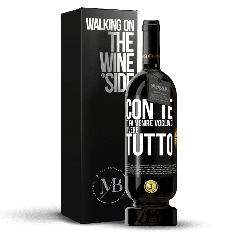 49,95 € Spedizione Gratuita | Vino rosso Edizione Premium MBS® Riserva Con te ti fa venire voglia di vivere tutto Etichetta Nera. Etichetta personalizzabile Riserva 12 Mesi Raccogliere 2014 Tempranillo