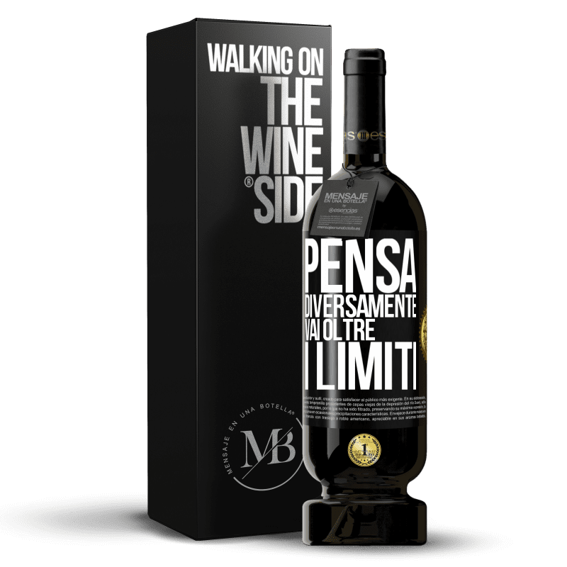 49,95 € Spedizione Gratuita | Vino rosso Edizione Premium MBS® Riserva Pensa diversamente. Vai oltre i limiti Etichetta Nera. Etichetta personalizzabile Riserva 12 Mesi Raccogliere 2014 Tempranillo