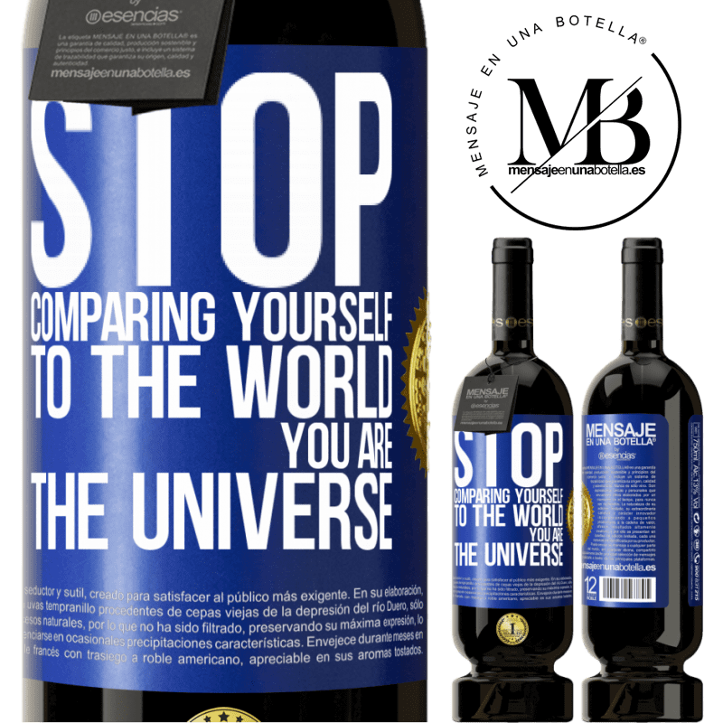 29,95 € Free Shipping | Red Wine Premium Edition MBS® Reserva Stop comparing yourself to the world, you are the universe Blue Label. Customizable label Reserva 12 Months Harvest 2014 Tempranillo