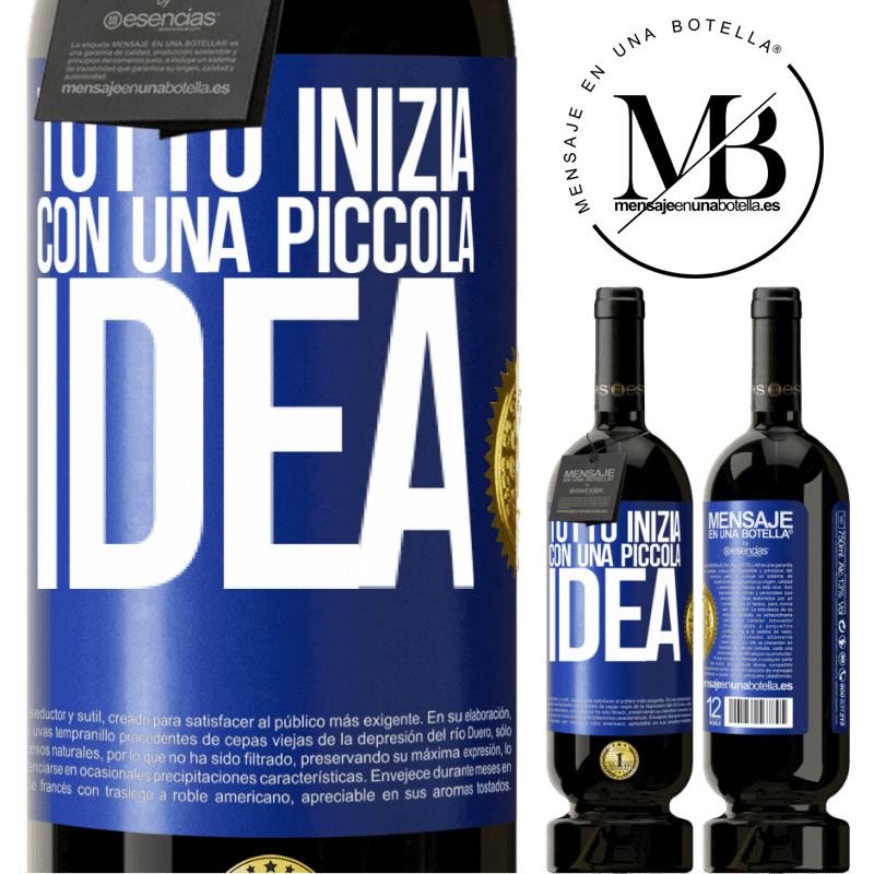 49,95 € Spedizione Gratuita | Vino rosso Edizione Premium MBS® Riserva Tutto inizia con una piccola idea Etichetta Blu. Etichetta personalizzabile Riserva 12 Mesi Raccogliere 2016 Tempranillo