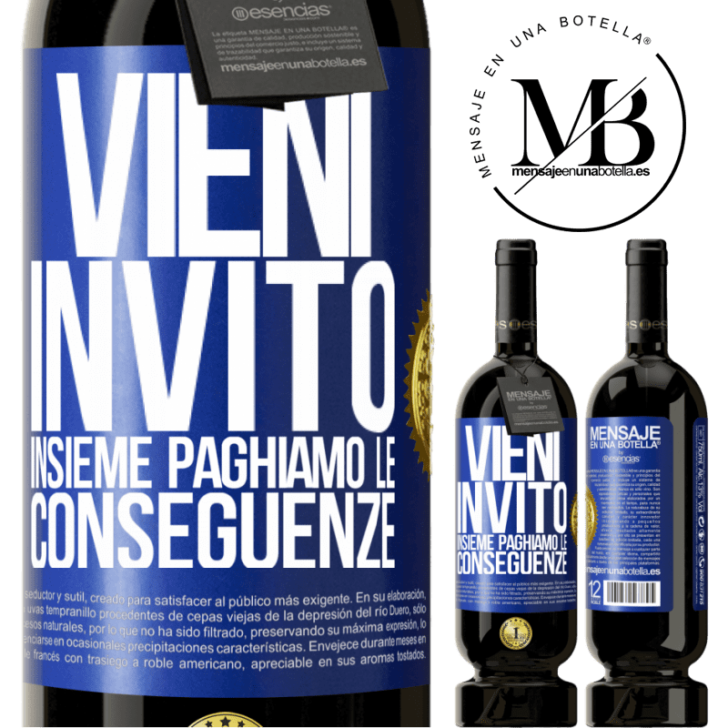 49,95 € Spedizione Gratuita | Vino rosso Edizione Premium MBS® Riserva Vieni, invito, insieme paghiamo le conseguenze Etichetta Blu. Etichetta personalizzabile Riserva 12 Mesi Raccogliere 2016 Tempranillo