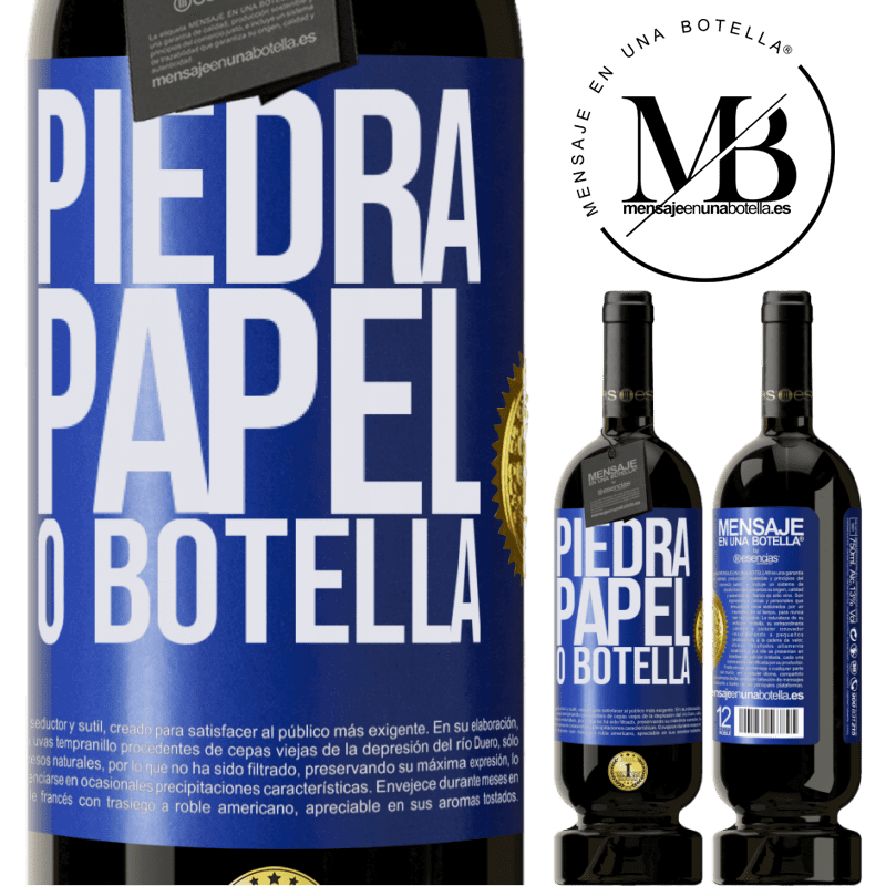 49,95 € Envío gratis | Vino Tinto Edición Premium MBS® Reserva Piedra, papel o botella Etiqueta Azul. Etiqueta personalizable Reserva 12 Meses Cosecha 2016 Tempranillo