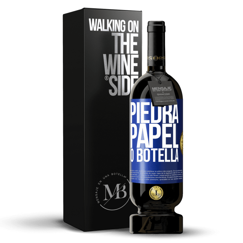 49,95 € Envío gratis | Vino Tinto Edición Premium MBS® Reserva Piedra, papel o botella Etiqueta Azul. Etiqueta personalizable Reserva 12 Meses Cosecha 2015 Tempranillo