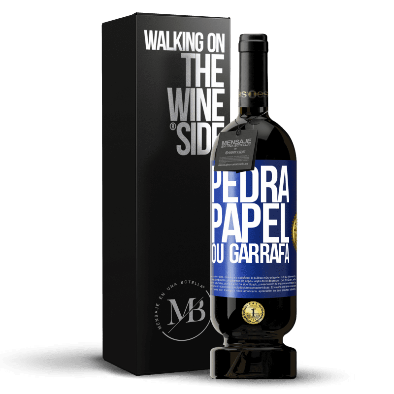 49,95 € Envio grátis | Vinho tinto Edição Premium MBS® Reserva Pedra, papel ou garrafa Etiqueta Azul. Etiqueta personalizável Reserva 12 Meses Colheita 2015 Tempranillo