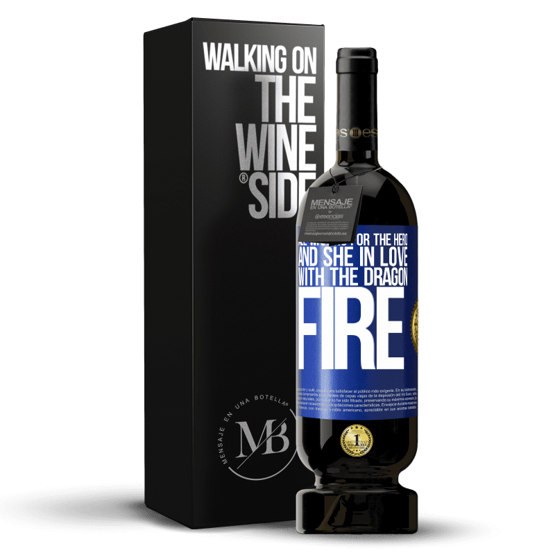 49,95 € Free Shipping | Red Wine Premium Edition MBS® Reserve All waiting for the hero and she in love with the dragon fire Blue Label. Customizable label Reserve 12 Months Harvest 2014 Tempranillo