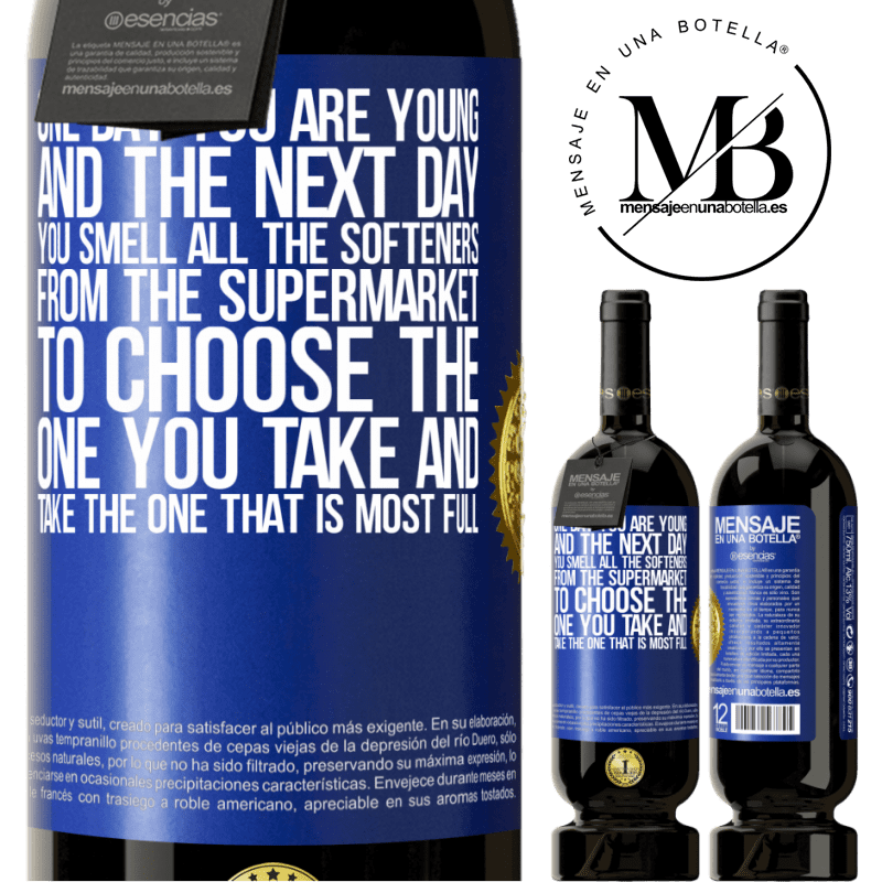 29,95 € Free Shipping | Red Wine Premium Edition MBS® Reserva One day you are young and the next day, you smell all the softeners from the supermarket to choose the one you take and take Blue Label. Customizable label Reserva 12 Months Harvest 2014 Tempranillo