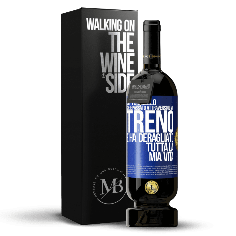 49,95 € Spedizione Gratuita | Vino rosso Edizione Premium MBS® Riserva Sei tu quello che è passato attraverso il mio treno e ha deragliato tutta la mia vita Etichetta Blu. Etichetta personalizzabile Riserva 12 Mesi Raccogliere 2016 Tempranillo