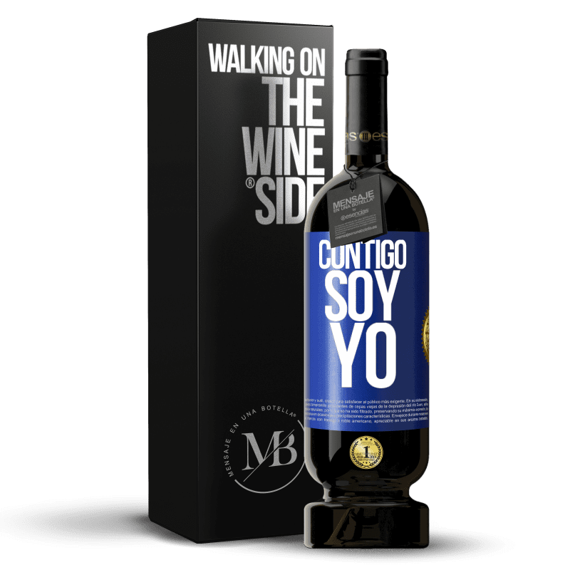 49,95 € Envío gratis | Vino Tinto Edición Premium MBS® Reserva Contigo soy yo Etiqueta Azul. Etiqueta personalizable Reserva 12 Meses Cosecha 2015 Tempranillo