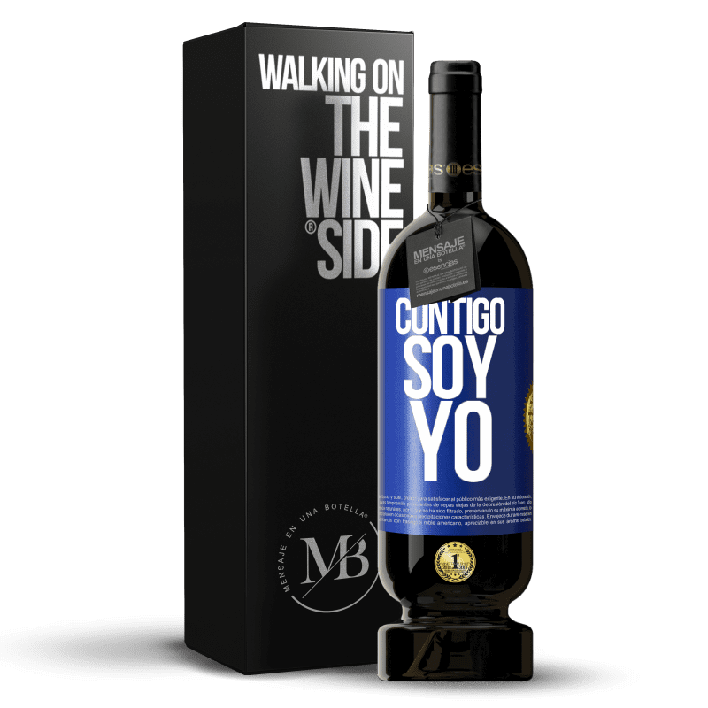 49,95 € Envío gratis | Vino Tinto Edición Premium MBS® Reserva Contigo soy yo Etiqueta Azul. Etiqueta personalizable Reserva 12 Meses Cosecha 2016 Tempranillo
