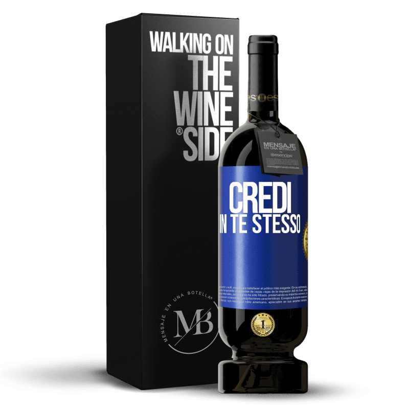 49,95 € Spedizione Gratuita | Vino rosso Edizione Premium MBS® Riserva Credi in te stesso Etichetta Blu. Etichetta personalizzabile Riserva 12 Mesi Raccogliere 2014 Tempranillo