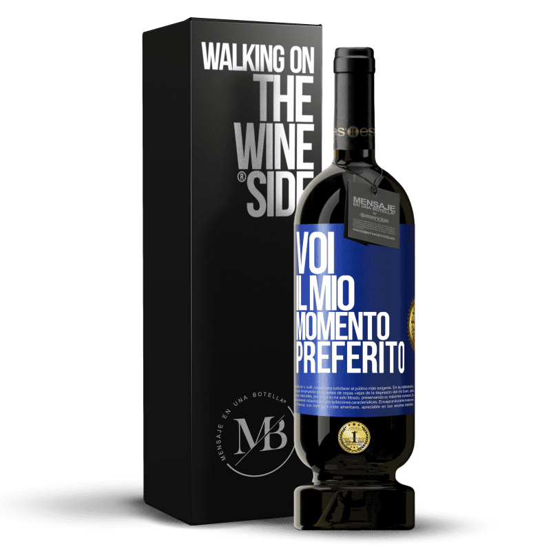 49,95 € Spedizione Gratuita | Vino rosso Edizione Premium MBS® Riserva Voi. Il mio momento preferito Etichetta Blu. Etichetta personalizzabile Riserva 12 Mesi Raccogliere 2014 Tempranillo