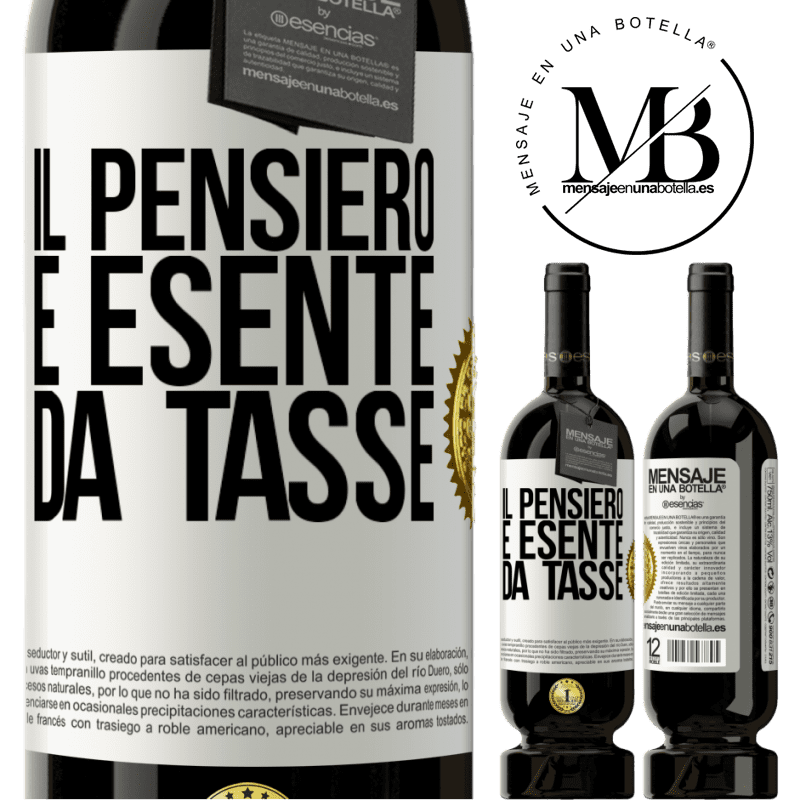 49,95 € Spedizione Gratuita | Vino rosso Edizione Premium MBS® Riserva Il pensiero è esente da tasse Etichetta Bianca. Etichetta personalizzabile Riserva 12 Mesi Raccogliere 2014 Tempranillo