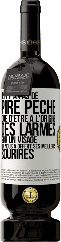 49,95 € Envoi gratuit | Vin rouge Édition Premium MBS® Réserve Il n'y a pas de pire péché que d'être à l'origine des larmes sur un visage qui nous a offert ses meilleurs sourires Étiquette Blanche. Étiquette personnalisable Réserve 12 Mois Récolte 2015 Tempranillo