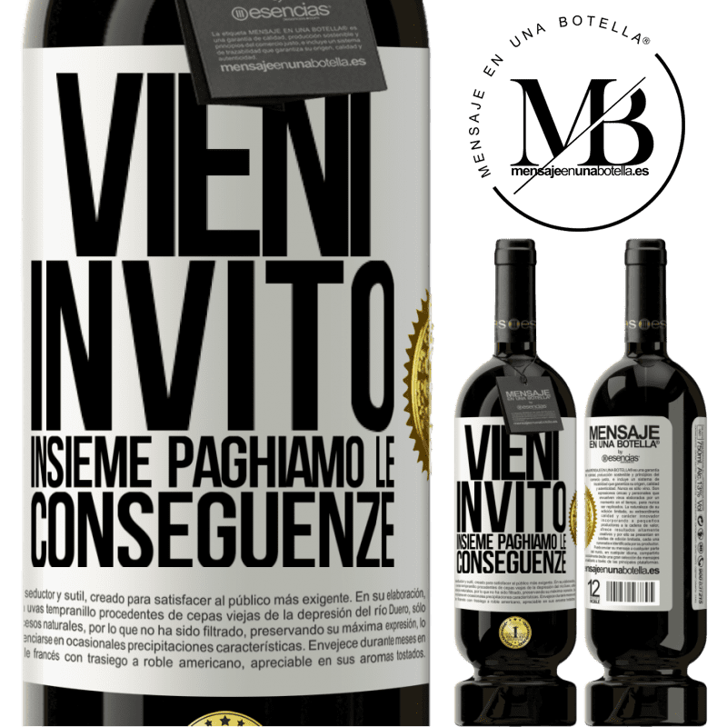 49,95 € Spedizione Gratuita | Vino rosso Edizione Premium MBS® Riserva Vieni, invito, insieme paghiamo le conseguenze Etichetta Bianca. Etichetta personalizzabile Riserva 12 Mesi Raccogliere 2014 Tempranillo