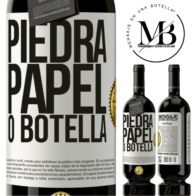 49,95 € Envío gratis | Vino Tinto Edición Premium MBS® Reserva Piedra, papel o botella Etiqueta Blanca. Etiqueta personalizable Reserva 12 Meses Cosecha 2016 Tempranillo