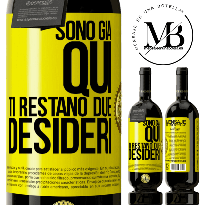 49,95 € Spedizione Gratuita | Vino rosso Edizione Premium MBS® Riserva Sono già qui. Ti restano due desideri Etichetta Gialla. Etichetta personalizzabile Riserva 12 Mesi Raccogliere 2014 Tempranillo