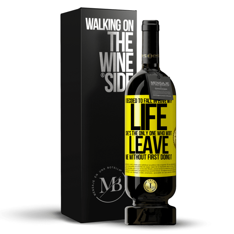 49,95 € Free Shipping | Red Wine Premium Edition MBS® Reserve I decided to fall in love with life. She's the only one who won't leave me without first doing it Yellow Label. Customizable label Reserve 12 Months Harvest 2014 Tempranillo