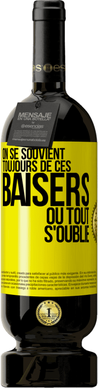 Envoi gratuit | Vin rouge Édition Premium MBS® Réserve On se souvient toujours de ces baisers où tout s'oublie Étiquette Jaune. Étiquette personnalisable Réserve 12 Mois Récolte 2014 Tempranillo