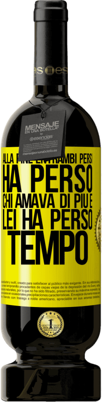 49,95 € Spedizione Gratuita | Vino rosso Edizione Premium MBS® Riserva Alla fine, entrambi persi. Ha perso chi amava di più e lei ha perso tempo Etichetta Gialla. Etichetta personalizzabile Riserva 12 Mesi Raccogliere 2016 Tempranillo