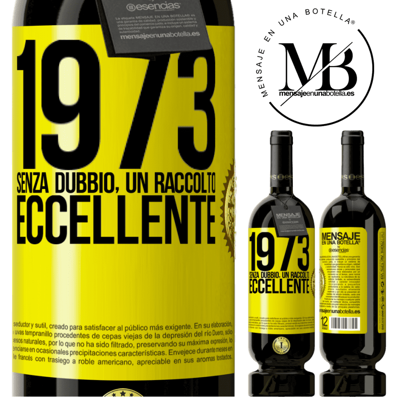 49,95 € Spedizione Gratuita | Vino rosso Edizione Premium MBS® Riserva 1973. Senza dubbio, un raccolto eccellente Etichetta Gialla. Etichetta personalizzabile Riserva 12 Mesi Raccogliere 2014 Tempranillo