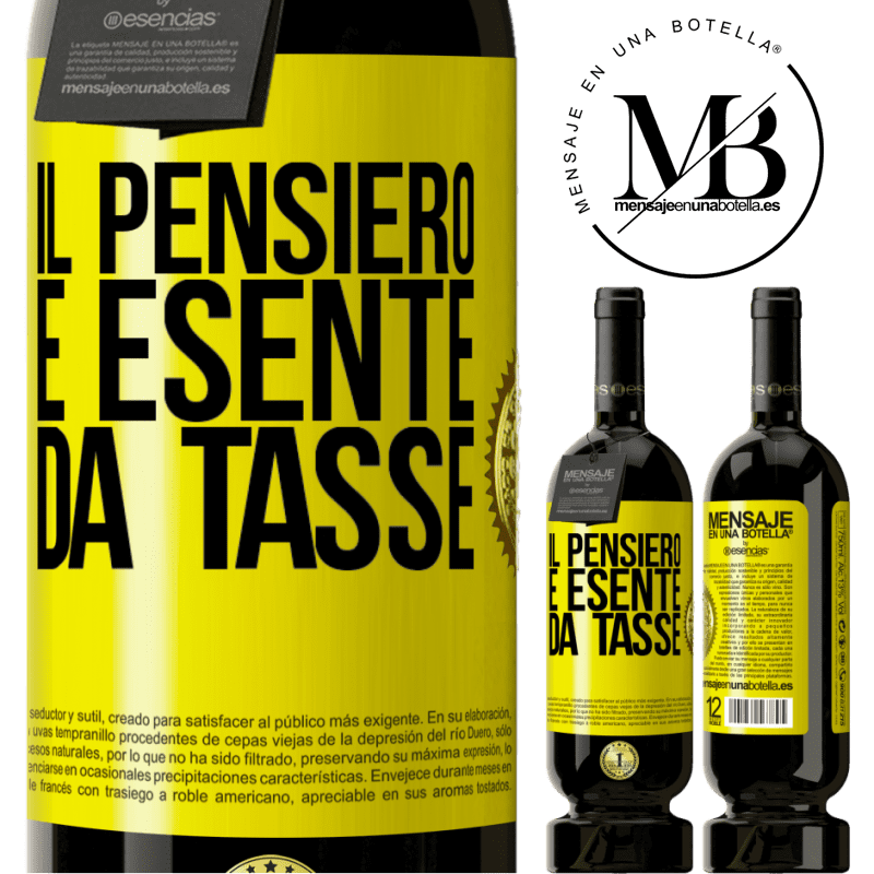 49,95 € Spedizione Gratuita | Vino rosso Edizione Premium MBS® Riserva Il pensiero è esente da tasse Etichetta Gialla. Etichetta personalizzabile Riserva 12 Mesi Raccogliere 2014 Tempranillo