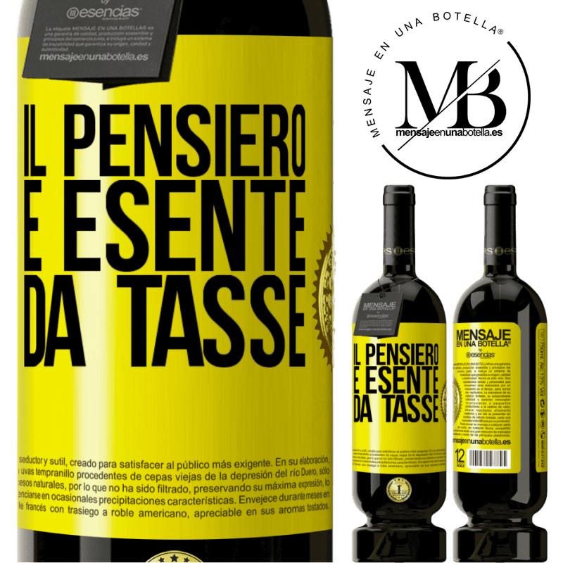 49,95 € Spedizione Gratuita | Vino rosso Edizione Premium MBS® Riserva Il pensiero è esente da tasse Etichetta Gialla. Etichetta personalizzabile Riserva 12 Mesi Raccogliere 2016 Tempranillo