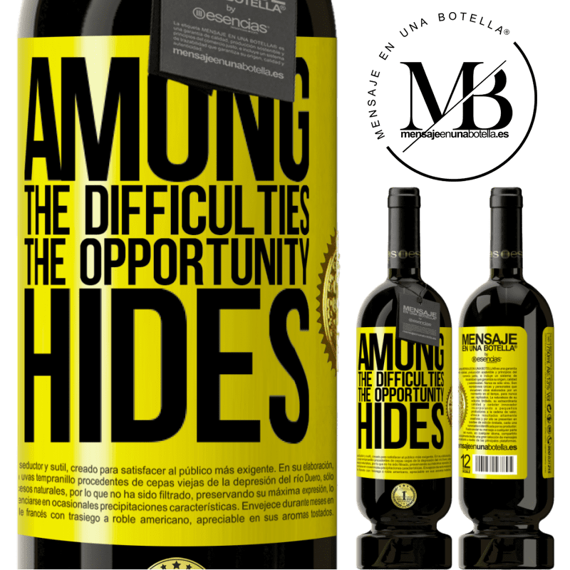 29,95 € Free Shipping | Red Wine Premium Edition MBS® Reserva Among the difficulties the opportunity hides Yellow Label. Customizable label Reserva 12 Months Harvest 2014 Tempranillo