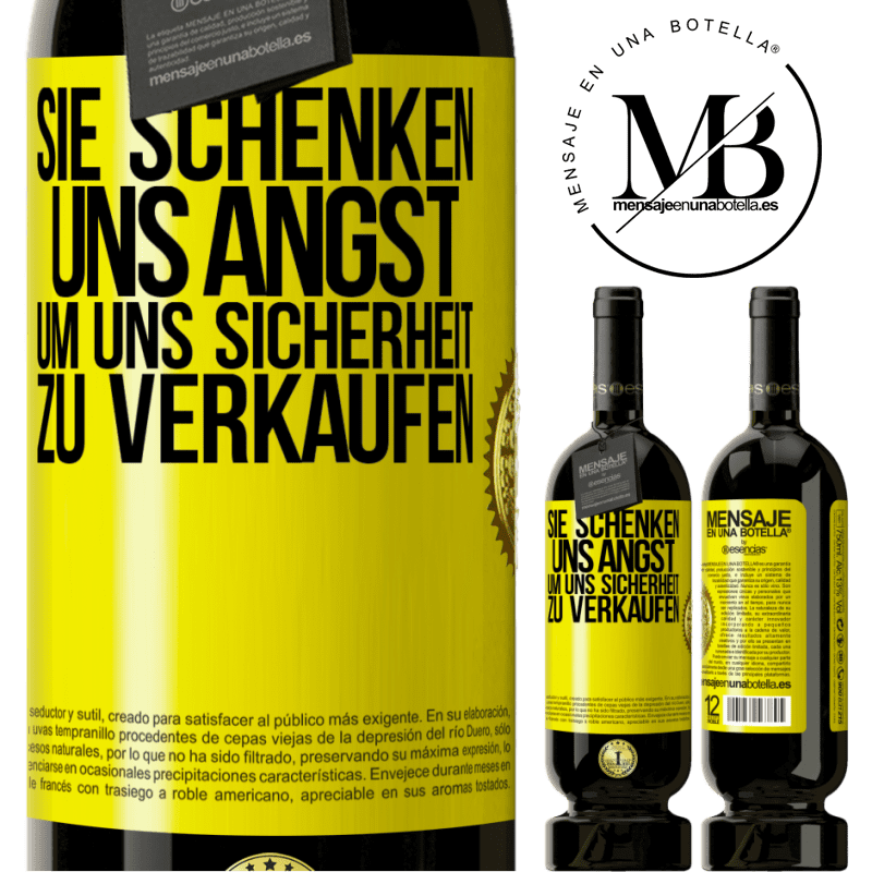 29,95 € Kostenloser Versand | Rotwein Premium Ausgabe MBS® Reserva Sie geben uns Angst, uns Sicherheit zu verkaufen Gelbes Etikett. Anpassbares Etikett Reserva 12 Monate Ernte 2014 Tempranillo